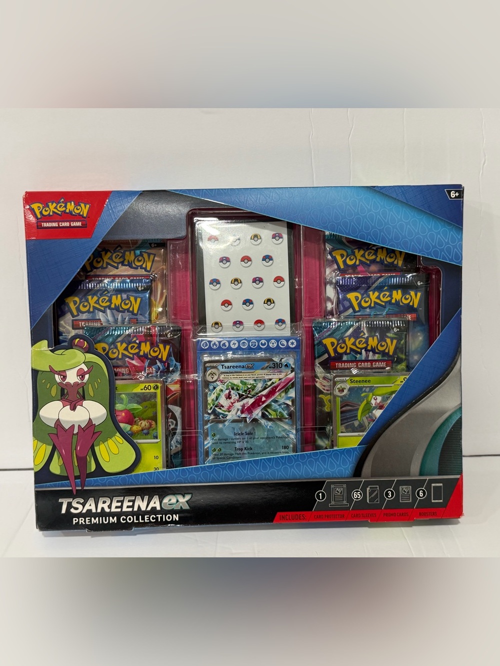 Pokemon TCG Tsareena ex Premium Collection Box Factory Sealed 6 Booster Packs
